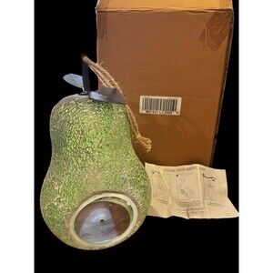 Glass Mosaic Fruit-Shaped Pear Bird Feeder Home Garden Decor